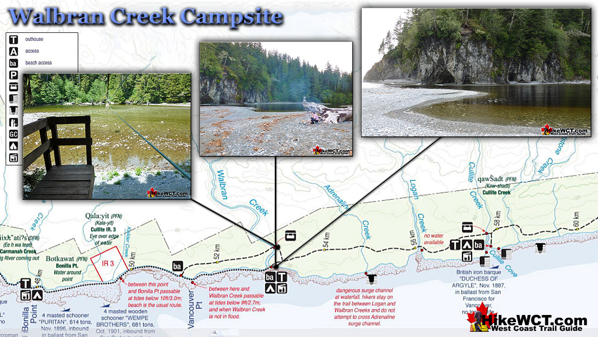 Walbran Creek Map on the West Coast Trail Walbran Creek Map on the West Coast Trail