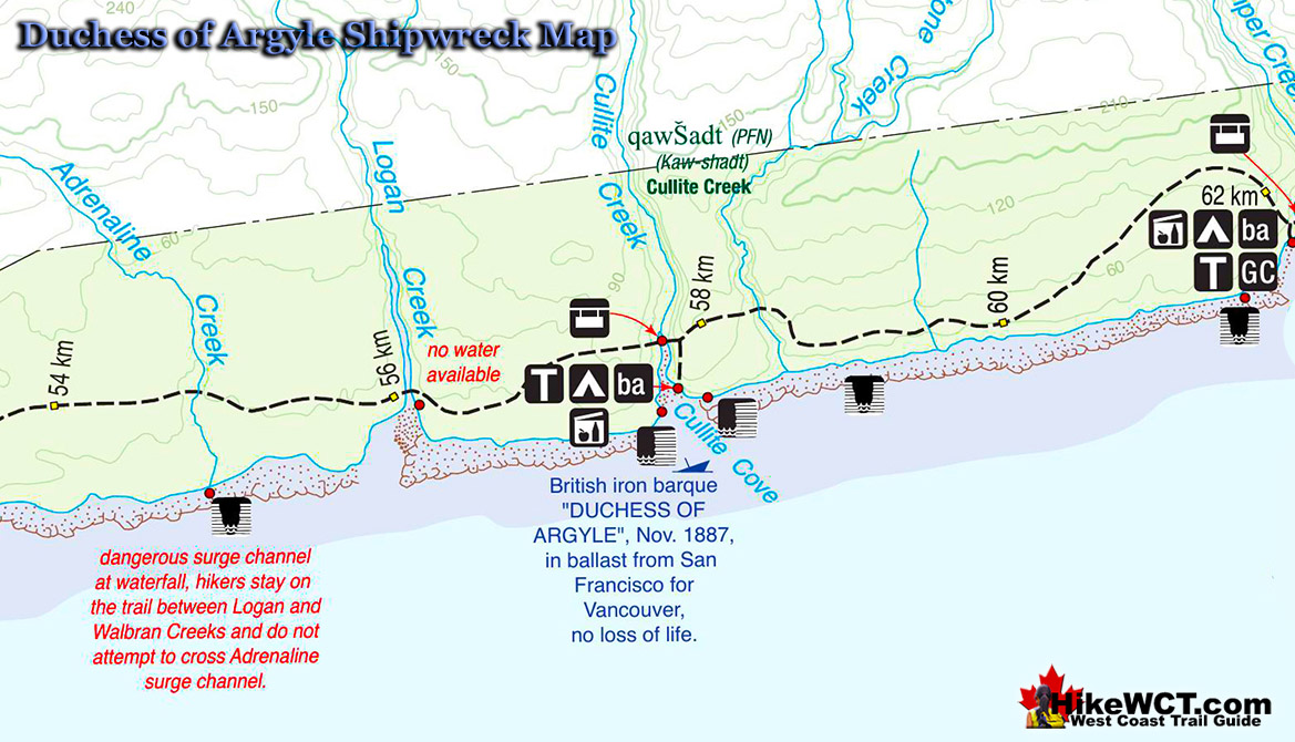 Duchess of Argyle Map West Coast Trail