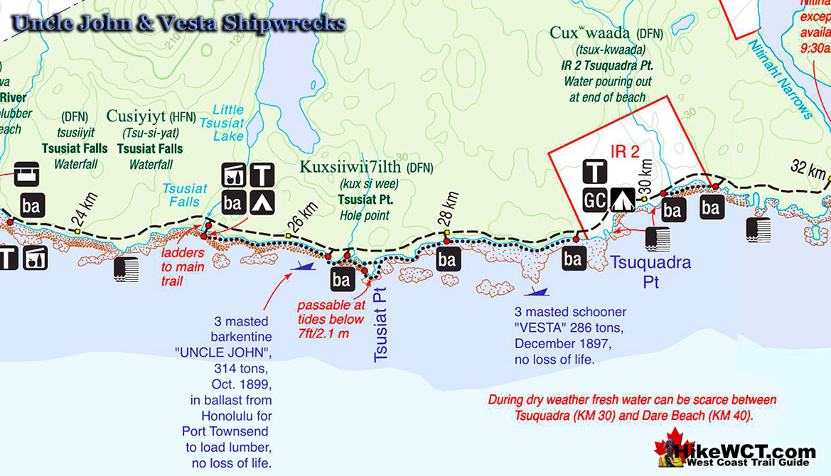 Vesta Shipwreck Map West Coast Trail