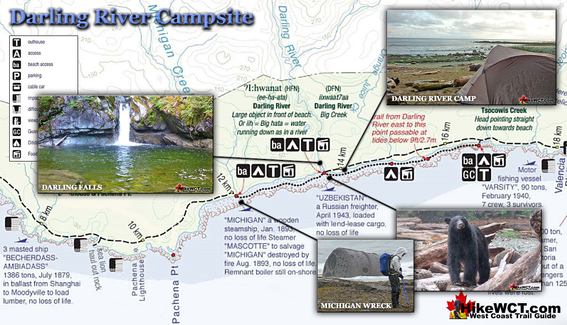 Darling River Campsite Map - West Coast Trail