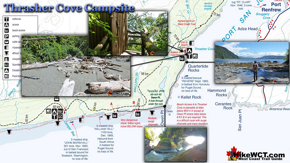 Thrasher Cove Campsite Map - West Coast Trail
