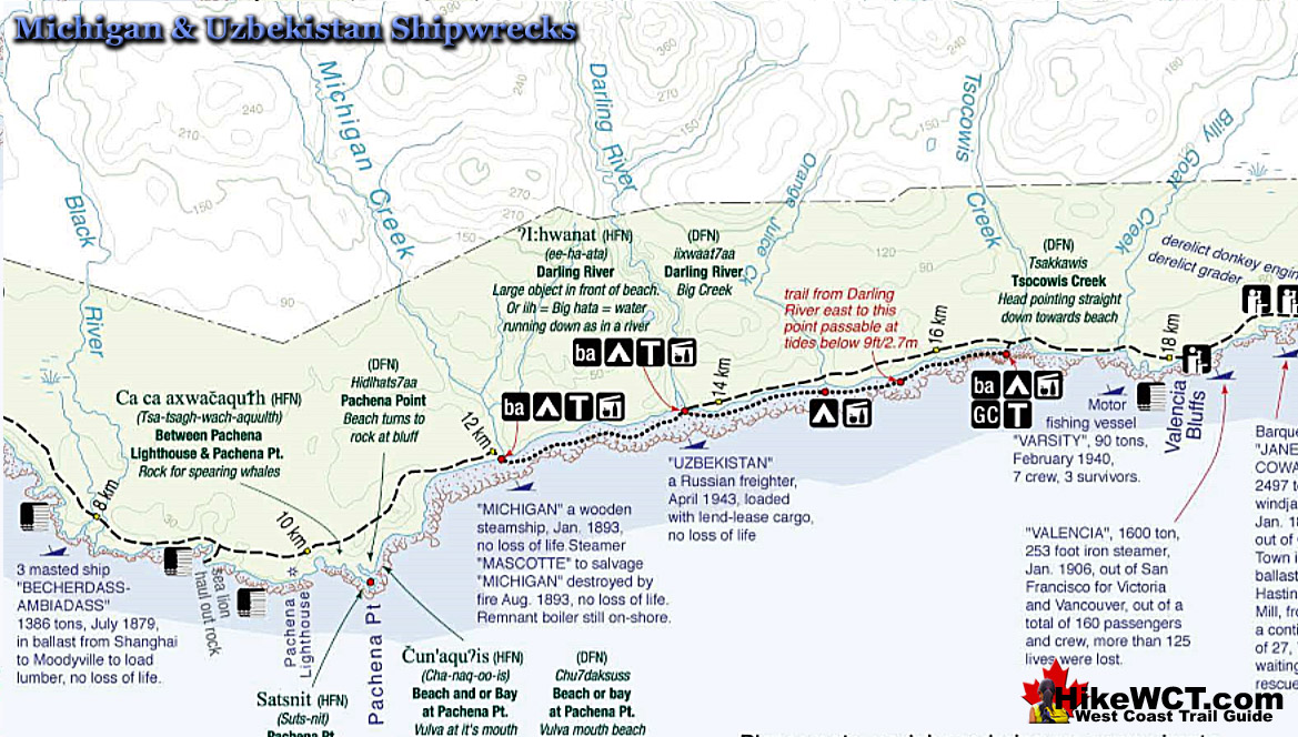 Michigan and Uzbekistan Shipwrecks on the West Coast Trail